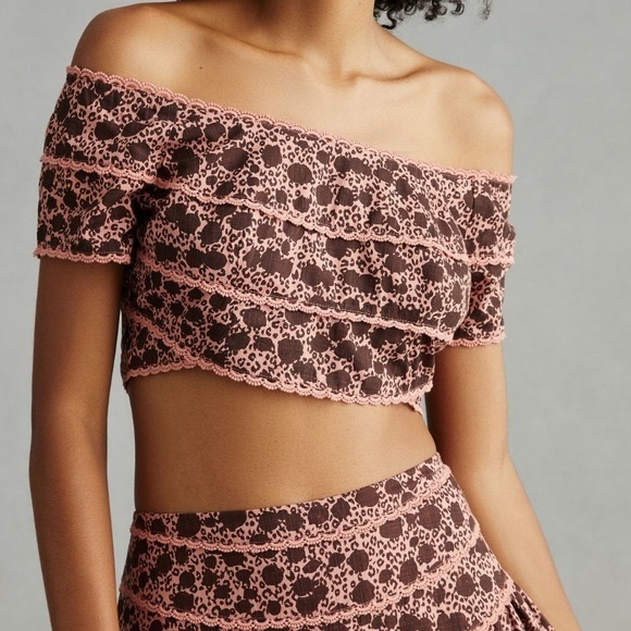 Anthropologie Tops - Anthropologie Off-The-Shoulder Top Boho Festival Lace Trim Crop‎ Size Small NWT